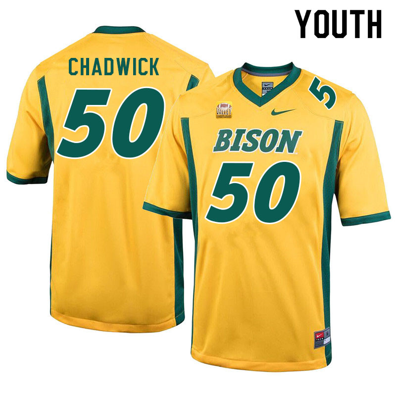 Youth #50 Kaden Chadwick North Dakota State Bison College Football Jerseys Sale-Yellow
